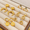 Women's Retro Geometric Pearl Earrings In Stainless Steel With 18K Gold Electroplated Finish Minimalist Fashion Jewelry