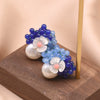 Women's Retro Geometric Pearl Earrings With Blue Natural Stone Electroplated High Grade Silver Vintage Style