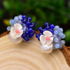 Women's Retro Geometric Pearl Earrings With Blue Natural Stone Electroplated High Grade Silver Vintage Style