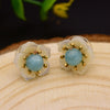 Women's Retro Geometric Pearl Earrings With Blue Natural Stone Electroplated High Grade Silver Vintage Style