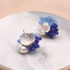 Women's Retro Geometric Pearl Earrings With Blue Natural Stone Electroplated High Grade Silver Vintage Style