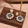 Women's Retro Geometric Pearl Earrings With Crystal Inlay And Freshwater Round Pearl Electroplated Statement Jewelry