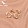 Women's Retro Geometric Pearl Earrings With Crystal Inlay And Freshwater Round Pearl Electroplated Statement Jewelry