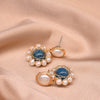 Women's Retro Geometric Pearl Earrings With Crystal Inlay And Freshwater Round Pearl Electroplated Statement Jewelry