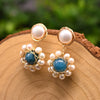 Women's Retro Geometric Pearl Earrings With Crystal Inlay And Freshwater Round Pearl Electroplated Statement Jewelry