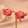 Women's Retro Geometric Pearl Earrings With Embossed Electroplated Finish High Quality 925 Silver Jewelry