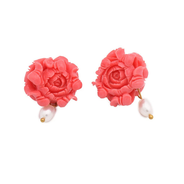 Women's Retro Geometric Pearl Earrings With Embossed Electroplated Finish High Quality 925 Silver Jewelry