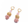 Women's Retro Geometric Pearl Earrings With Pink Crystal Freshwater Pearl Electroplated Jewelry