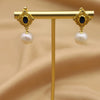 Women's Retro Geometric Pearl Earrings With Rhombus Lace Design And Electroplated Finish Elegant Accessible Luxury Style