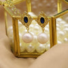 Women's Retro Geometric Pearl Earrings With Rhombus Lace Design And Electroplated Finish Elegant Accessible Luxury Style