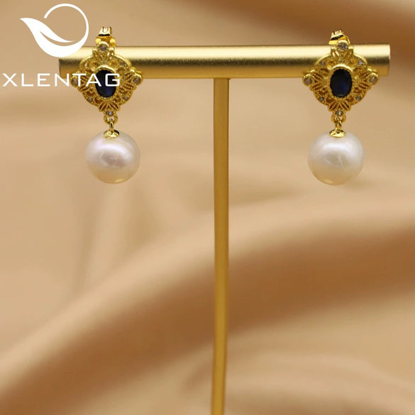 Women's Retro Geometric Pearl Earrings With Rhombus Lace Design And Electroplated Finish Elegant Accessible Luxury Style