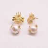 Women's Retro Geometric Pearl Earrings With Silver Needle Handmade Electroplated Insect Design Jewelry