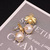 Women's Retro Geometric Pearl Earrings With Silver Needle Handmade Electroplated Insect Design Jewelry