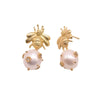 Women's Retro Geometric Pearl Earrings With Silver Needle Handmade Electroplated Insect Design Jewelry