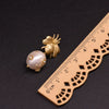 Women's Retro Geometric Pearl Earrings With Silver Needle Handmade Electroplated Insect Design Jewelry