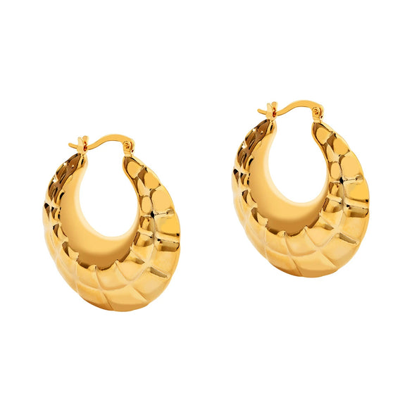 Women's Retro Geometric Plaid Metal Statement Earrings With Electroplated Finish Fashion Jewelry Accessories