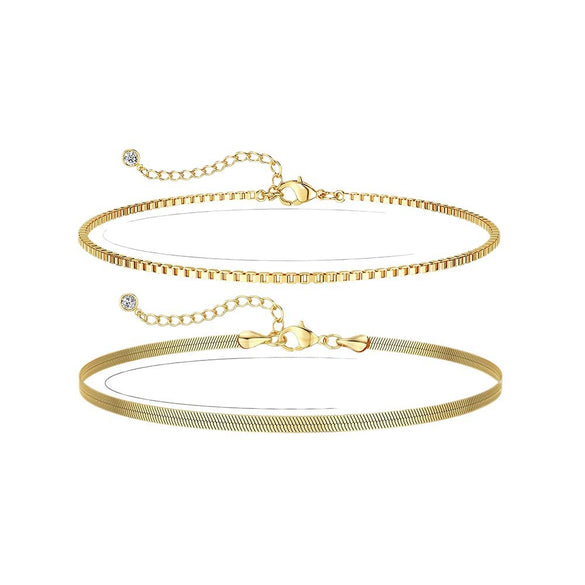 Women's Retro Geometric Stainless Steel Layered Anklet With Gold Tone Finish Fashion Original Design Jewelry