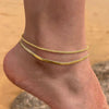 Women's Retro Geometric Stainless Steel Layered Anklet With Gold Tone Finish Fashion Original Design Jewelry