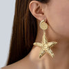 Women's Retro Geometric Starfish Shell Earrings Exaggerated Long Metal Statement Jewelry Wholesale