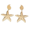 Women's Retro Geometric Starfish Shell Earrings Exaggerated Long Metal Statement Jewelry Wholesale