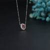 Women's Retro Geometric 925 Sterling Silver Necklace With Gemstoneset Pomegranate Pendant And Cross Chain