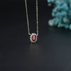 Women's Retro Geometric 925 Sterling Silver Necklace With Gemstoneset Pomegranate Pendant And Cross Chain