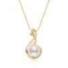 Women's Retro Geometric Swan Necklace 14K Goldclad Copper Gold Plated With Natural Freshwater Pearls Ochain