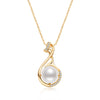Women's Retro Geometric Swan Necklace 14K Goldclad Copper Gold Plated With Natural Freshwater Pearls Ochain