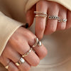 Women's Retro Geometric Thai Silver Plated Adjustable Open Index Finger Ring With Electroplated Simple Combination Design