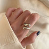 Women's Retro Geometric Thai Silver Plated Adjustable Open Index Finger Ring With Electroplated Simple Combination Design