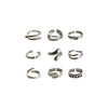 Women's Retro Geometric Thai Silver Plated Adjustable Open Index Finger Ring With Electroplated Simple Combination Design