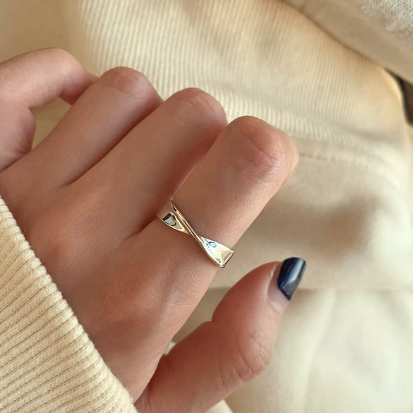 Women's Retro Geometric Thai Silver Plated Adjustable Open Index Finger Ring With Electroplated Simple Combination Design