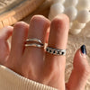 Women's Retro Geometric Thai Silver Plated Adjustable Open Index Finger Ring With Electroplated Simple Combination Design
