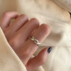Women's Retro Geometric Thai Silver Plated Adjustable Open Index Finger Ring With Electroplated Simple Combination Design