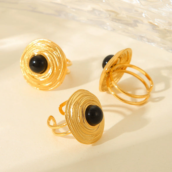 Women's Retro Geometric Titanium Steel Open Ring With Devil's Eye Pattern And Electroplating Treatment