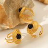 Women's Retro Geometric Titanium Steel Open Ring With Devil's Eye Pattern And Electroplating Treatment