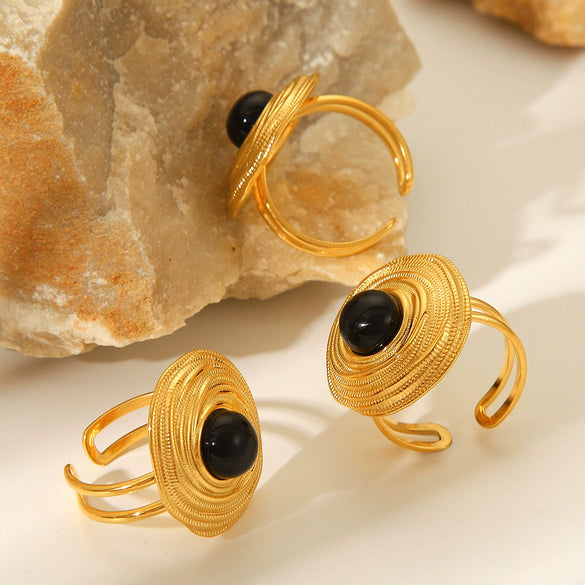 Women's Retro Geometric Titanium Steel Open Ring With Devil's Eye Pattern And Electroplating Treatment