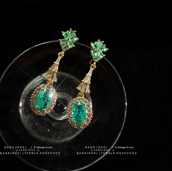 Women's Retro Geometric Zircon Earrings With Micropaved Palace Style Light Luxury Fashion Ear Jewelry