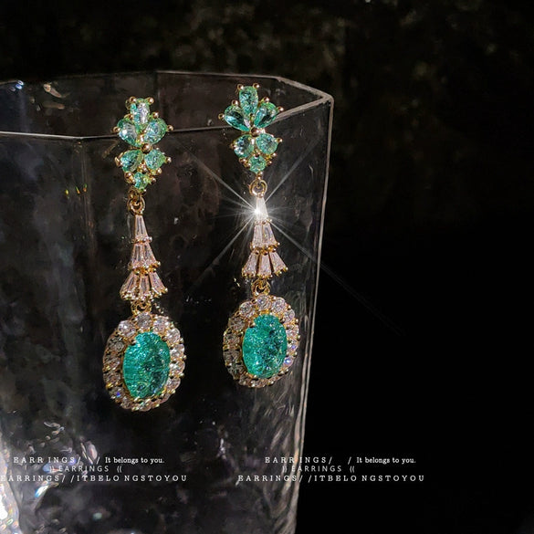 Women's Retro Geometric Zircon Earrings With Micropaved Palace Style Light Luxury Fashion Ear Jewelry
