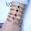 Women's Retro Gold Colored Copper Bracelet With Inlaid Zircon Five Point Star Geometric Design Electroplated Fashion Jewelry