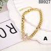 Women's Retro Gold Colored Copper Bracelet With Inlaid Zircon Five Point Star Geometric Design Electroplated Fashion Jewelry