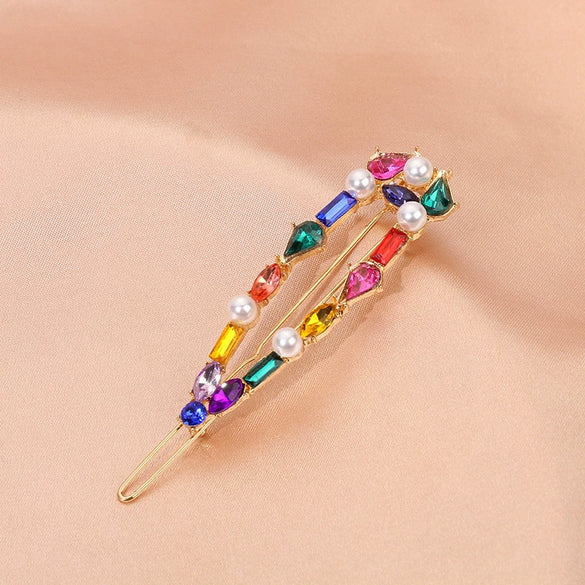Women's Retro Green Rhinestone Hair Side Clip With Pearl Accent Sweet Cool Animal Inspired Hair Accessory