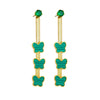 Women's Retro Green Striped Butterfly Stainless Steel Earrings With Chain Tassel And Electroplating