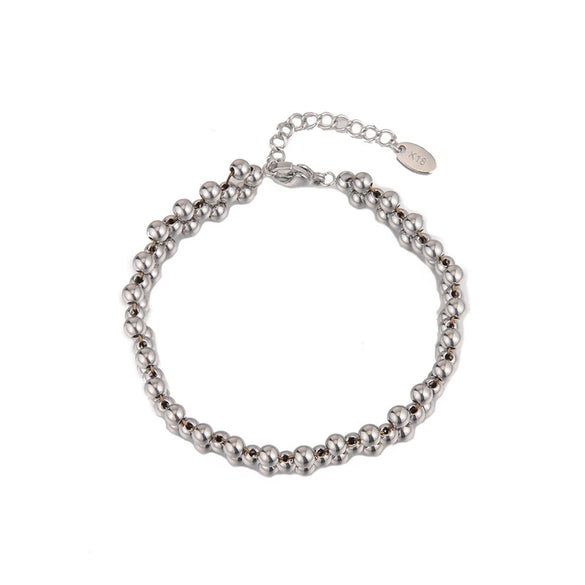Women's Retro Handmade Multi Layer Round Bead Bracelet In Titanium Steel With Gold Plated Geometric Beaded Design