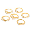 Women's Retro Heart And Geometric Zircon Inlaid Stainless Steel Ring With Gold Plated Finish