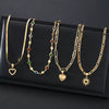 Women's Retro Heart Pendant Necklace With Snake Bone Sweater Chain Layered Long Tassel Design And Electroplated Zinc Alloy Finish