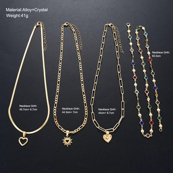 Women's Retro Heart Pendant Necklace With Snake Bone Sweater Chain Layered Long Tassel Design And Electroplated Zinc Alloy Finish
