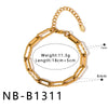 Women’s Retro Hollow Geometric Stainless Steel Bracelet With 18K Gold Plating Zircon Inlay And Rhinestone Chain Design