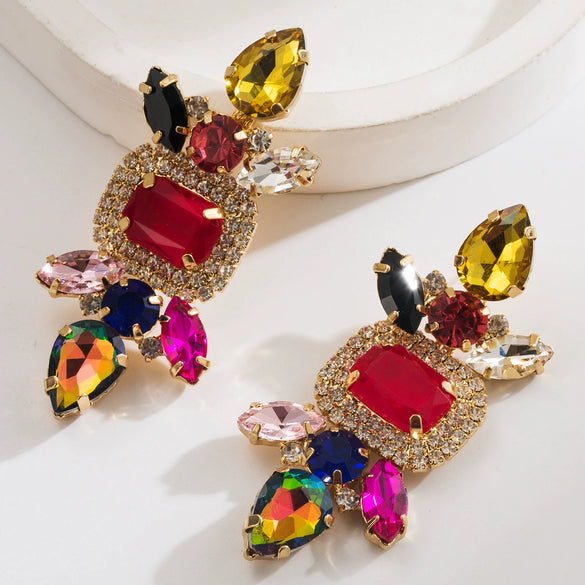 Women's Retro Ins Style Alloy Rhombus Diamond Earrings