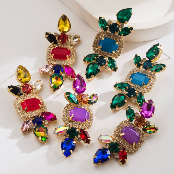 Women's Retro Ins Style Alloy Rhombus Diamond Earrings